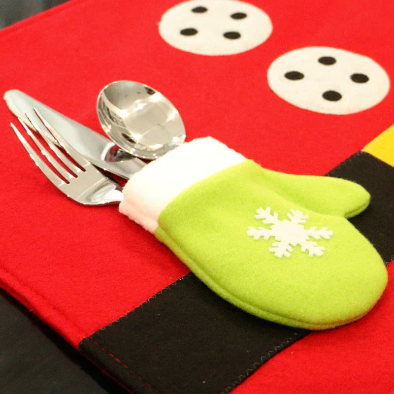 Festive red Christmas dining table mat made with premium brushed fabric