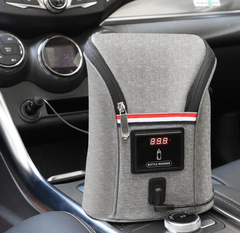 Premium car USB baby bottle warmer with Oxford cloth exterior and temperature display