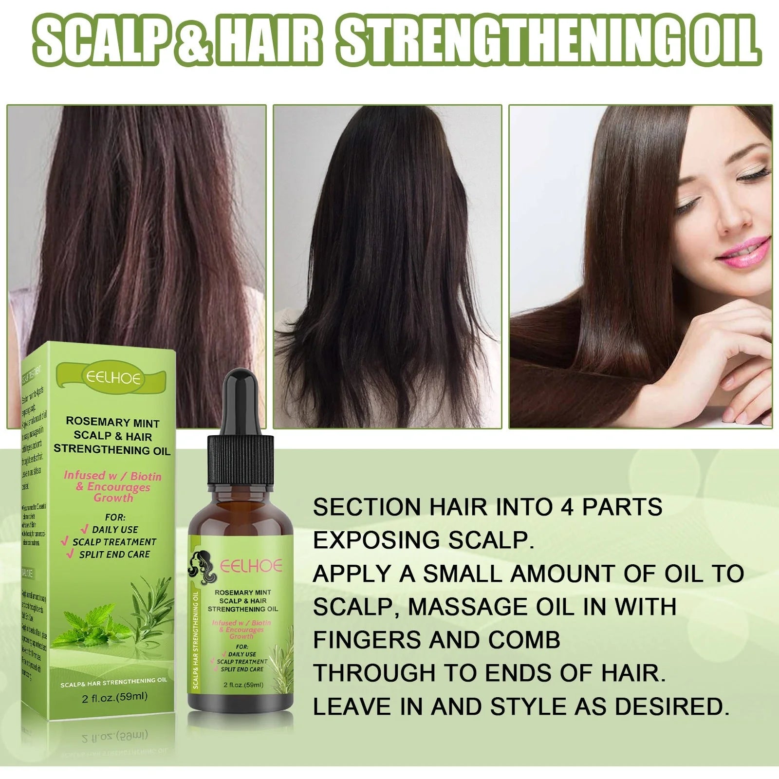 Rejuvenating Rosemary & Mint Hair Growth Serum - Nourishing formula to promote healthy scalp and stimulate hair regeneration