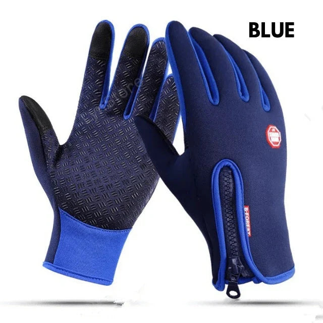 Warm, touchscreen-friendly motorcycle riding gloves made with cozy polar fleece lining for superior insulation and grip