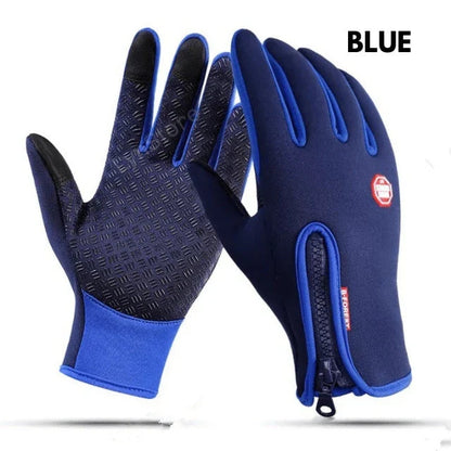 Warm, touchscreen-friendly motorcycle riding gloves made with cozy polar fleece lining for superior insulation and grip