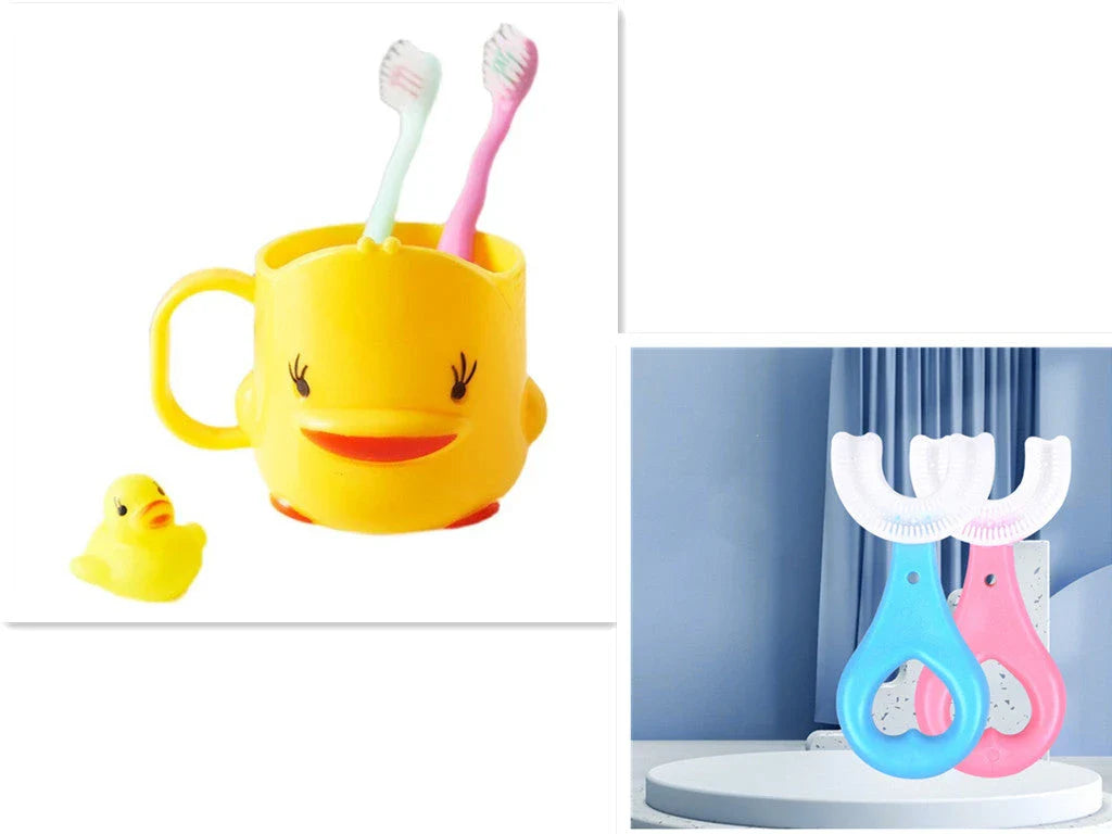 Soft, U-Shaped Children's Toothbrush in Various Vibrant Colors Made of Food-Grade Rubber
