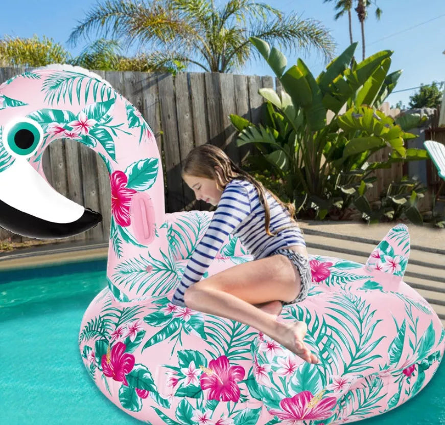 YUYU inflatable pink flamingo swimming float for adults, durable PVC, 150cm x 90cm