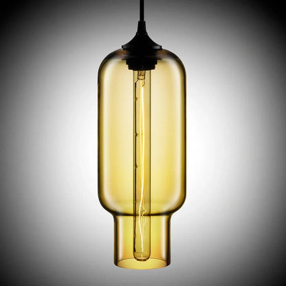 Nordic Modern Loft Pendant Lamp with glass body and aluminium shade in various colours