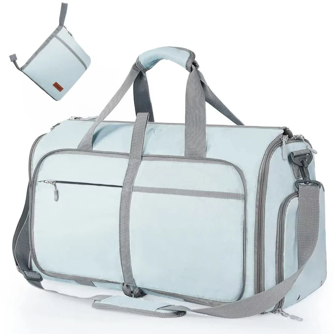Versatile travel duffel bag for women with waterproof and foldable design, available in various color options