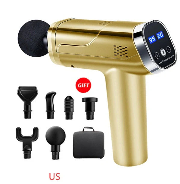 Touch Screen Fascia Gun Muscle Massager with six interchangeable heads