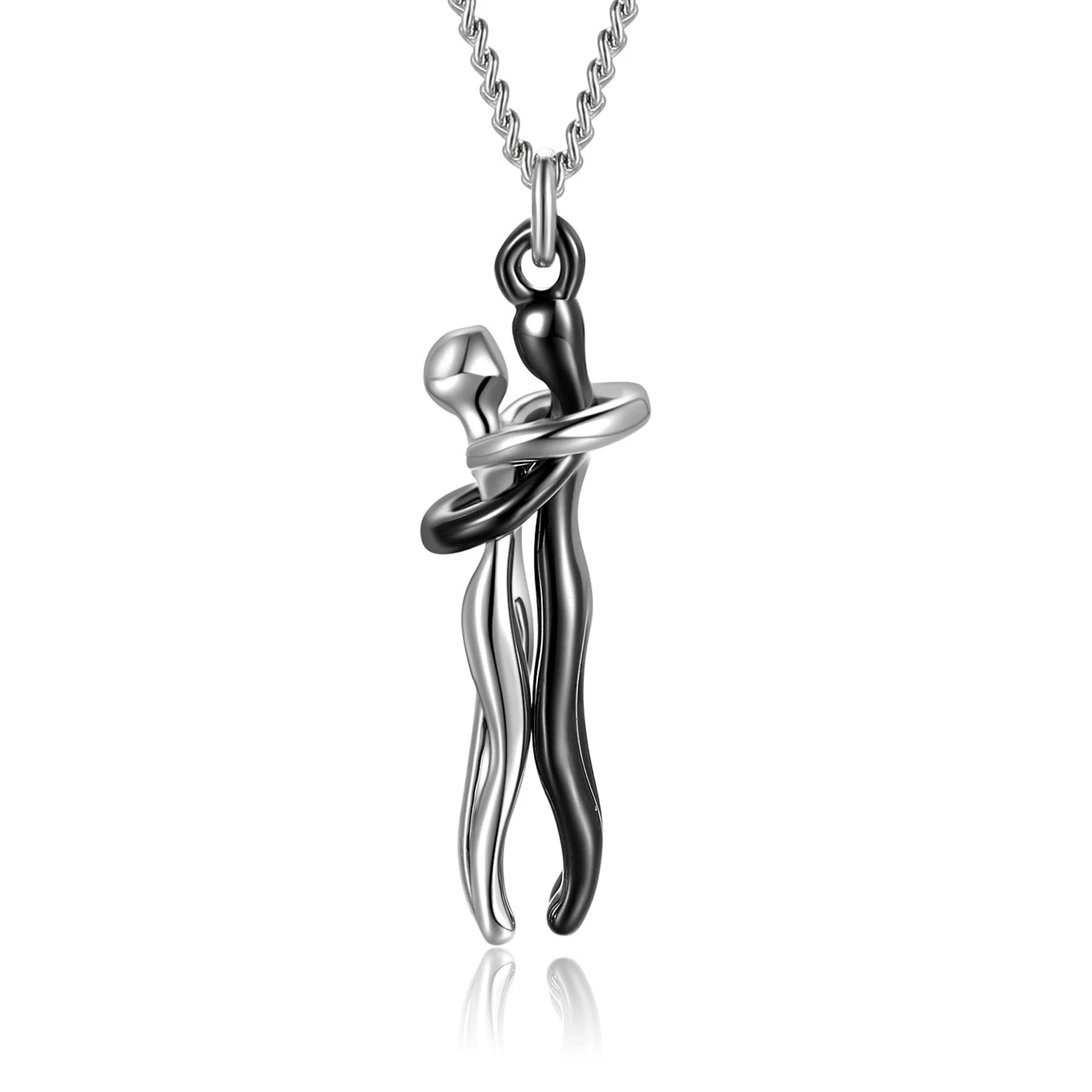 Stylish brass hugging couple necklace with minimalist design - a thoughtful Valentine's Day gift