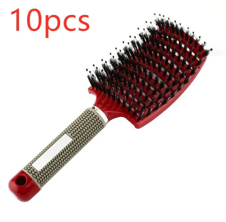 A premium hair brush with a sleek design, featuring soft bristles and a rounded massage function for healthy, detangled hair