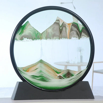 Mesmerizing glass sand art with vibrant, ever-changing movements in a variety of colors