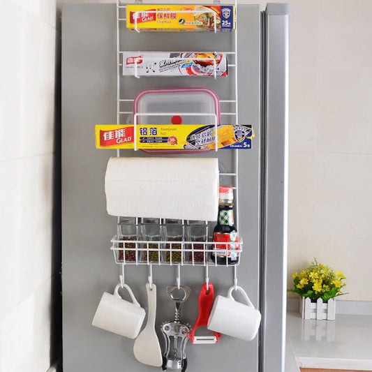 Premium metal refrigerator organiser with customisable shelves for efficient kitchen storage