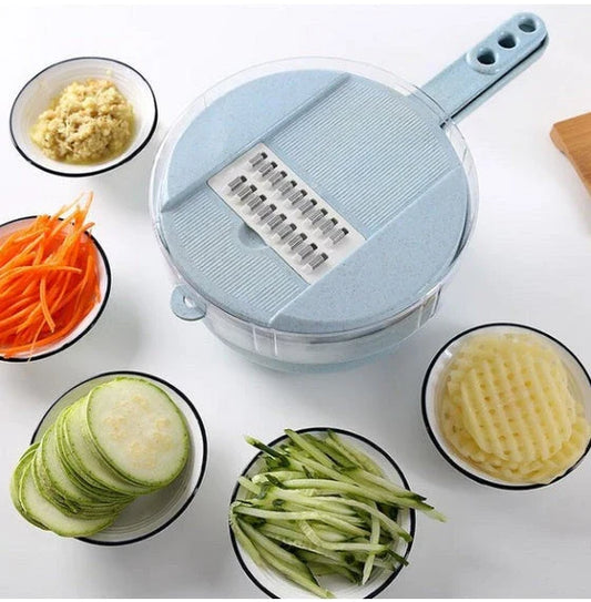 8-in-1 Mandoline Slicer with Interchangeable Blades for Slicing, Dicing, and Grating Vegetables and Ingredients