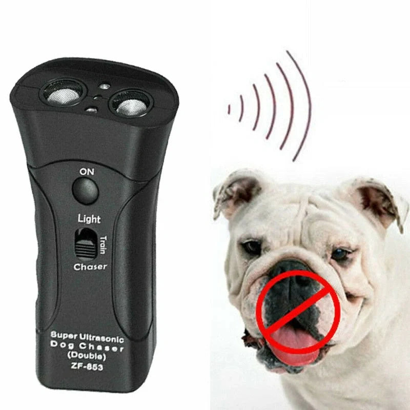 3-in-1 Anti Barking Dog Training Device with ultrasonic repeller and LED flashlight