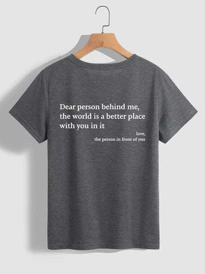 Women's graphic tee with playful slogan, available in various colors and sizes