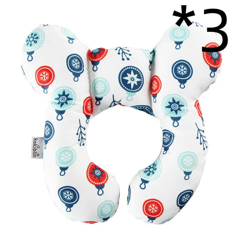 U-shaped baby head support pillow in pure cotton for car safety seats