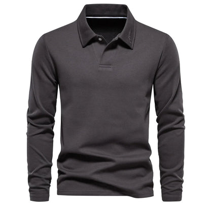 A versatile cotton polo shirt in a range of sophisticated colours, featuring a unique lapel design for a refined casual look.