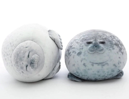 Large seal pillow doll plush toy in white or grey, sizes 30cm to 80cm