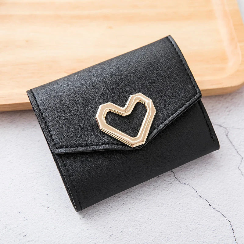 Short style tri-fold wallet with zipper coin purse for women in various colours