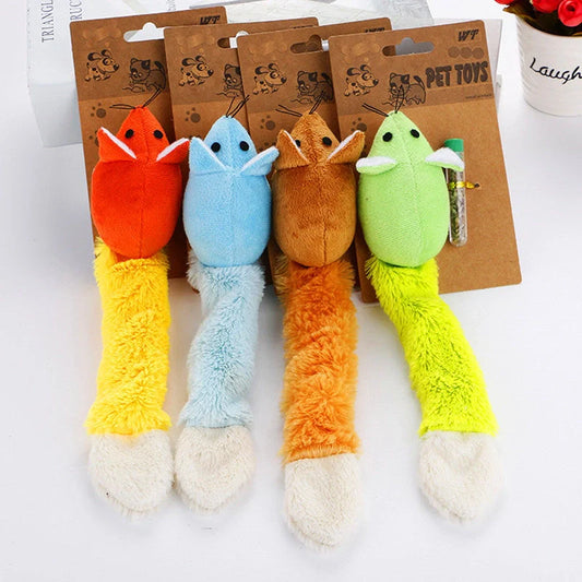 Mint-scented plush cat toy mouse in assorted colours for feline entertainment