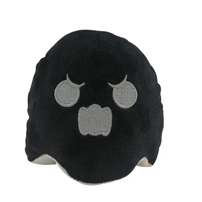 Reversible ghost plush toy with a soft, huggable design and a whimsical, dual-sided expression