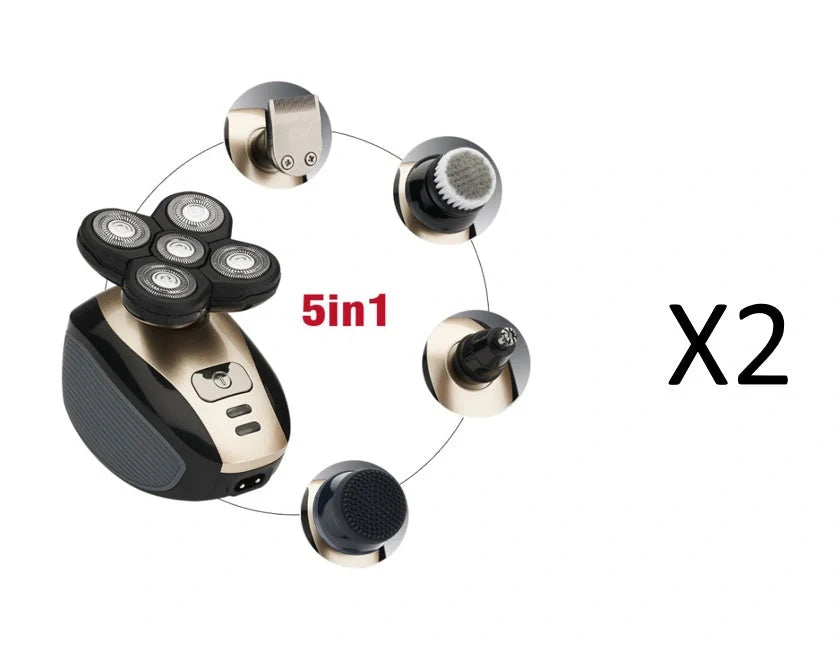 5-in-1 Electric Shaver for Men with 5 Floating Blades, Waterproof and Rechargeable