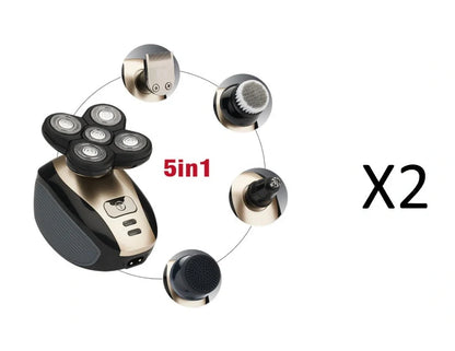 5-in-1 Electric Shaver for Men with 5 Floating Blades, Waterproof and Rechargeable