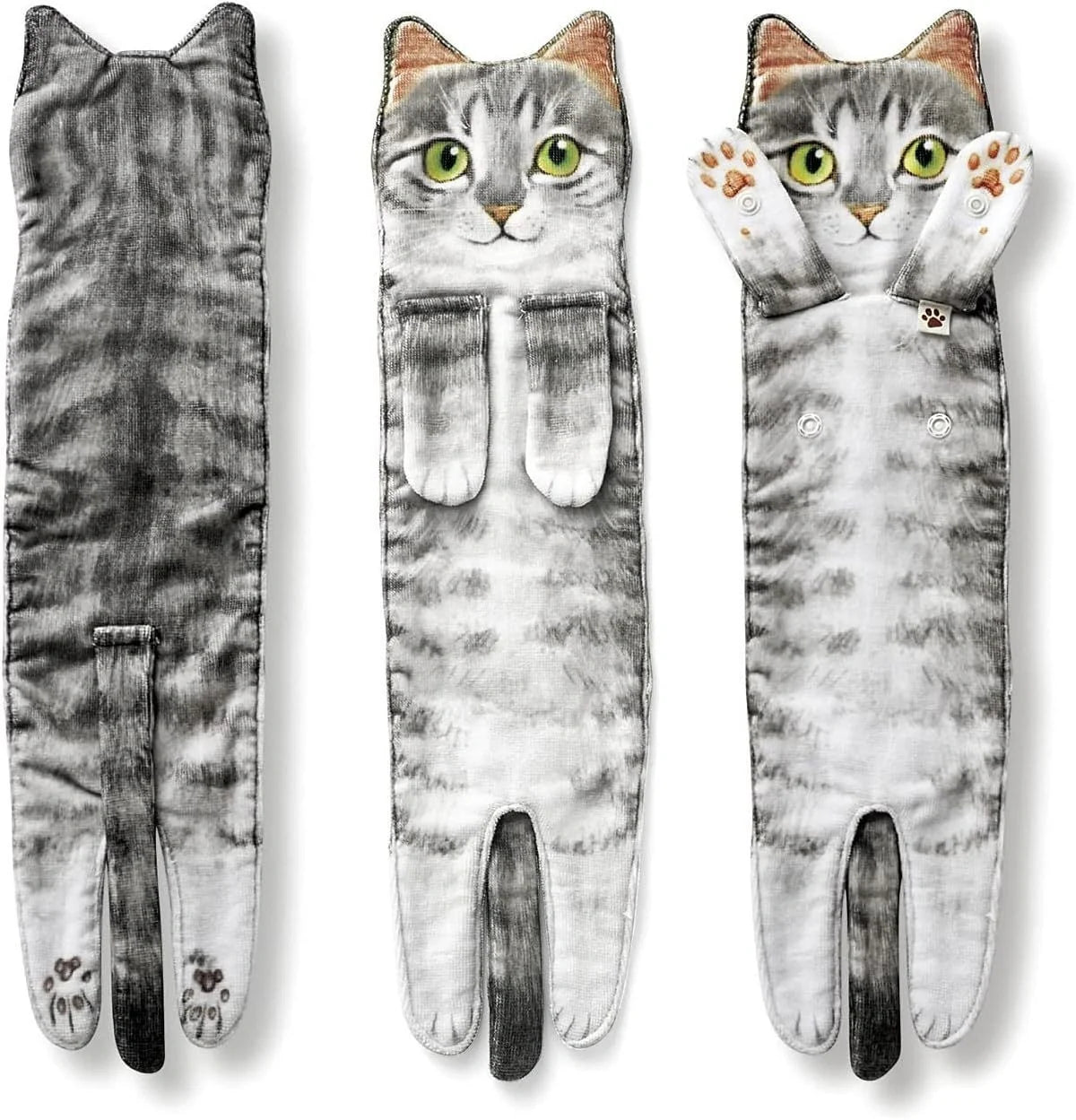 Cat-shaped hand towels in various colors for bathroom and kitchen use