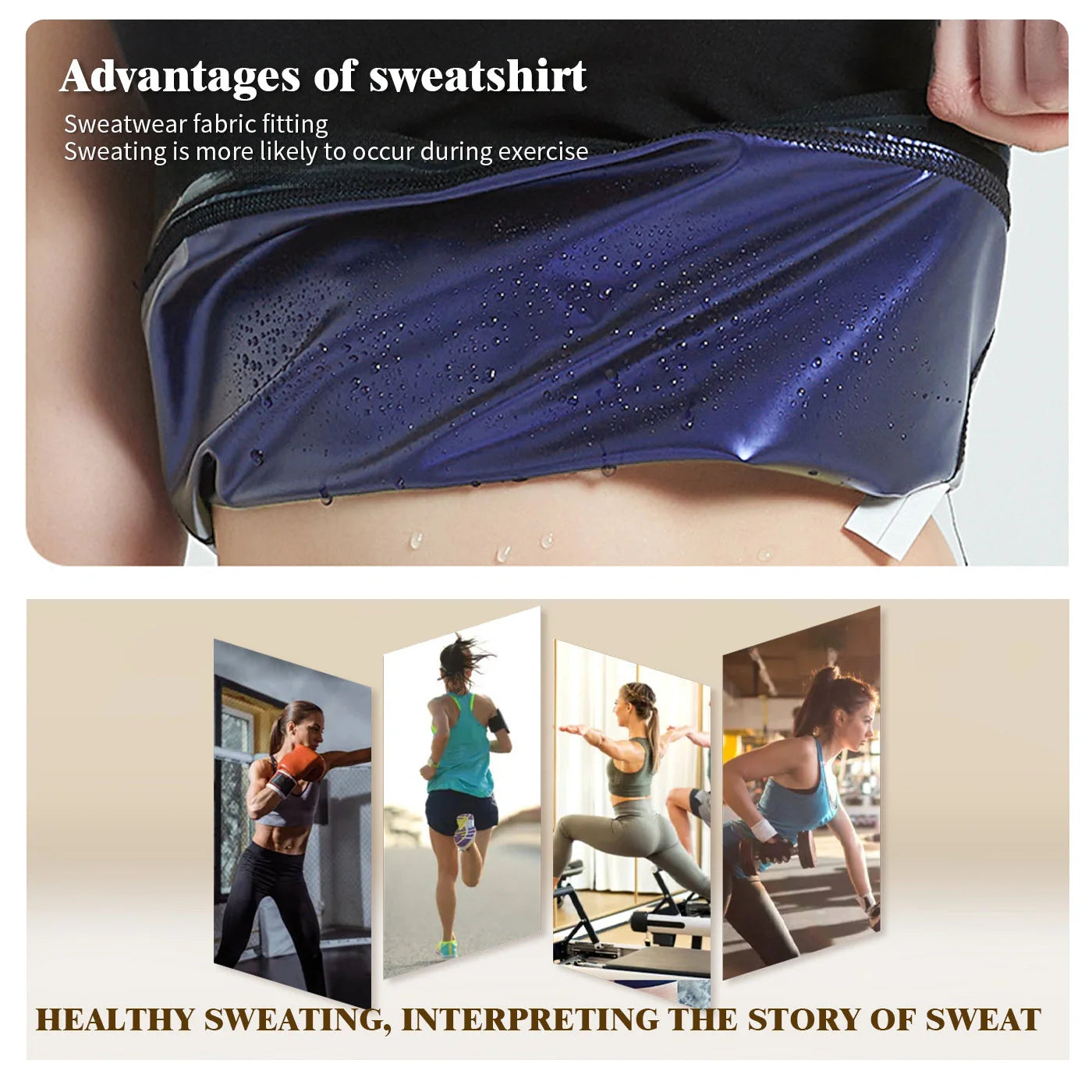 Women's black polyester sweatshirt for yoga and running, shapewear design