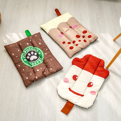 Ice Silk Pet Cooling Mat in various fruit designs for summer comfort