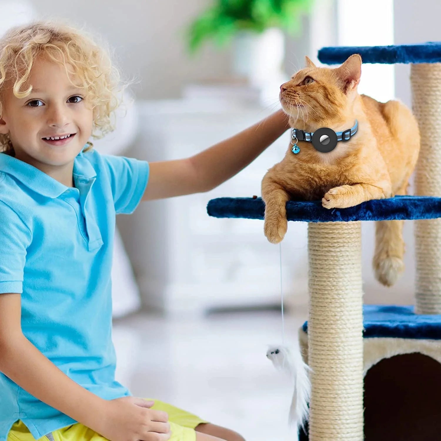 Airtag Pet Collar with reflective strip and bell for cats and dogs