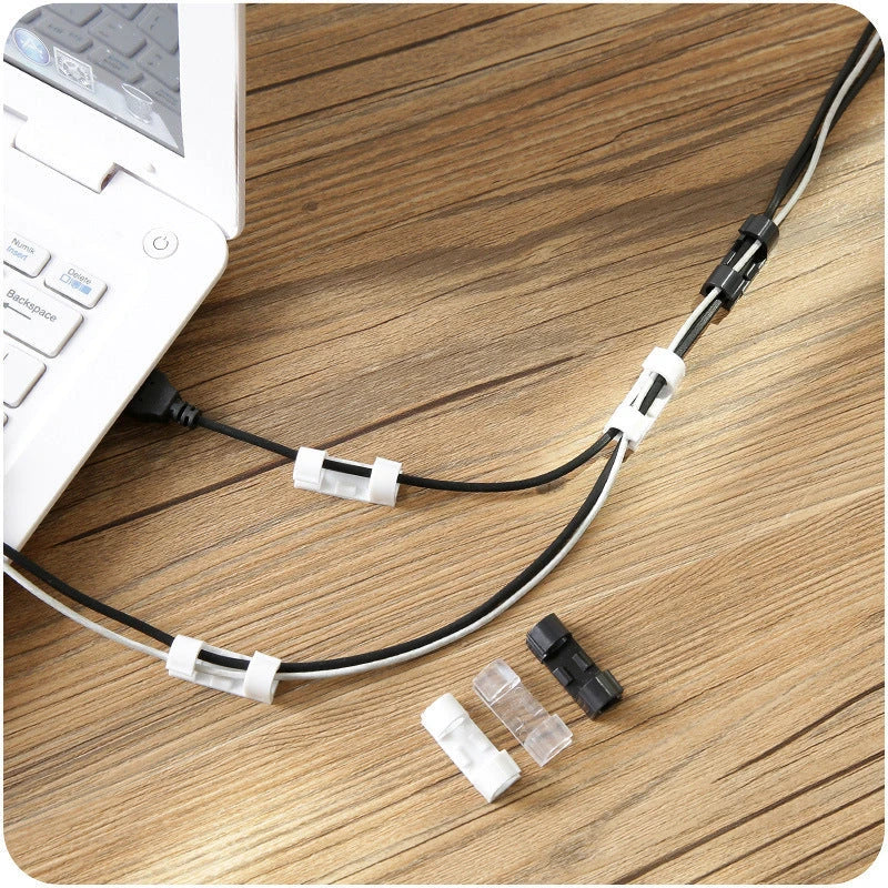 Premium cable organizer clips made of durable ABS resin for tidy workstations and entertainment units