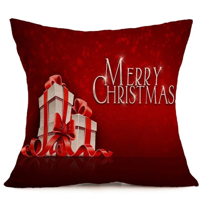 Festive Christmas-themed pillow covers in various patterns and styles, perfect for home or car decor