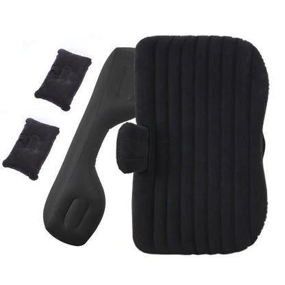 Inflatable car mattress with pillows in various colors, perfect for comfortable road trips and outdoor adventures