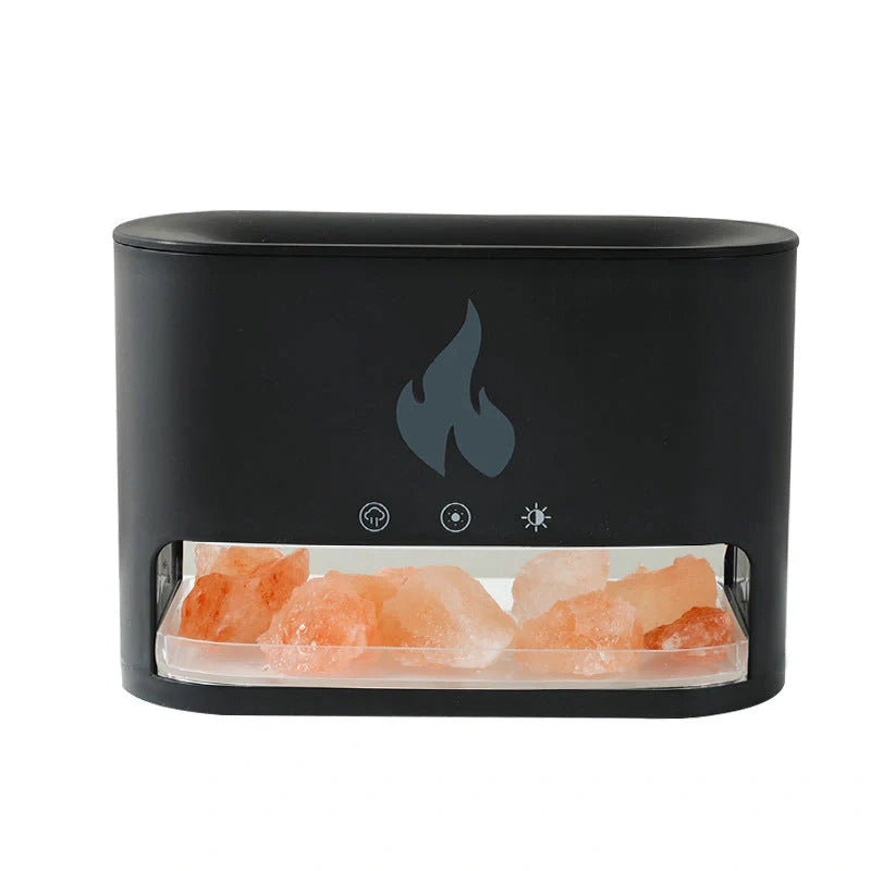 Flame Humidifier with 3D flame effect and aromatherapy function on desktop