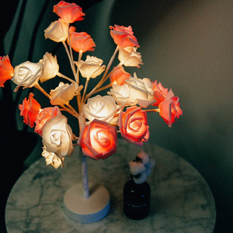 Enchanting Rose Flower Lamp with warm, soothing lighting and USB/battery power options for versatile home decor