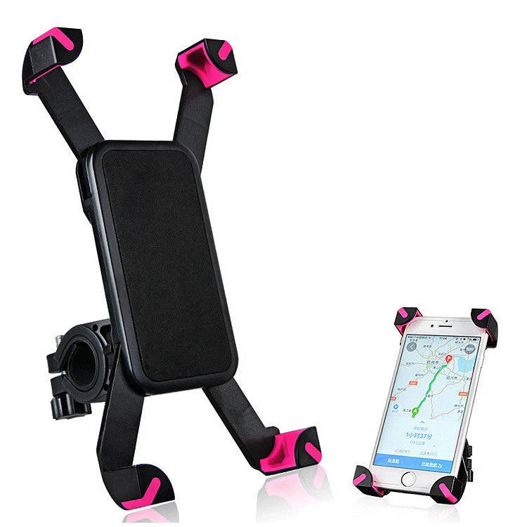 Black bicycle mobile phone holder with tough nylon support and four-legged lock