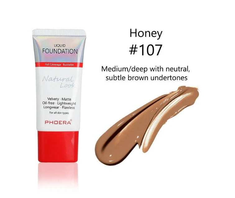 Matte Silky Tube Liquid Foundation in various shades for a flawless finish