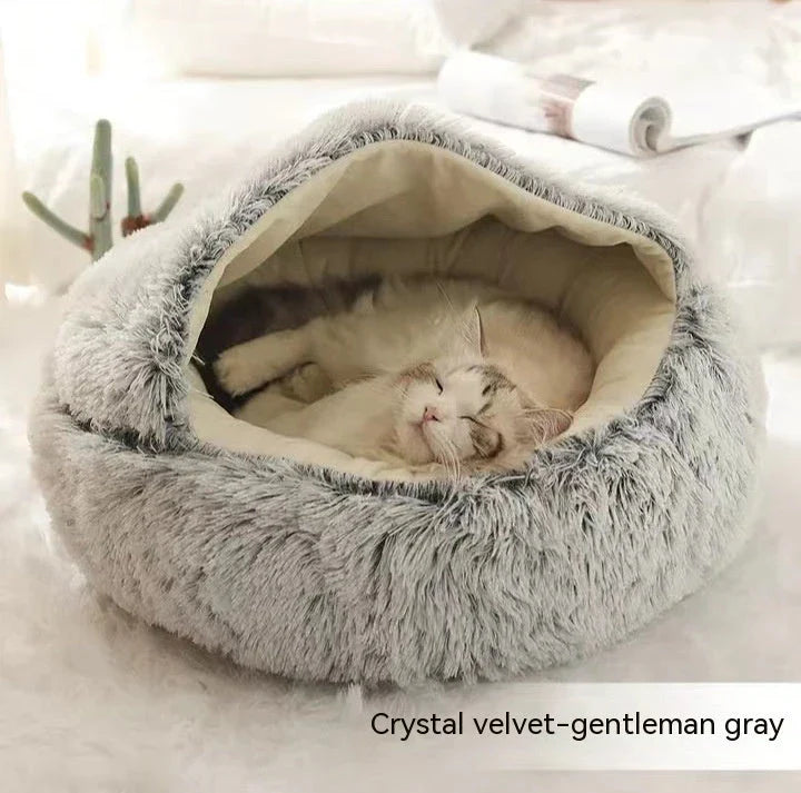 Cozy and comfortable 2-in-1 pet bed for cats and dogs, featuring plush, warm, and soft materials