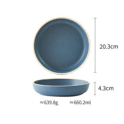 Pure Colour Matte Ceramic Plate Set with sesame point glaze in pink, grey, white, and blue