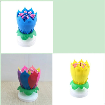 Musical Lotus Candles in various colours, showcasing the elegant lotus design and music feature