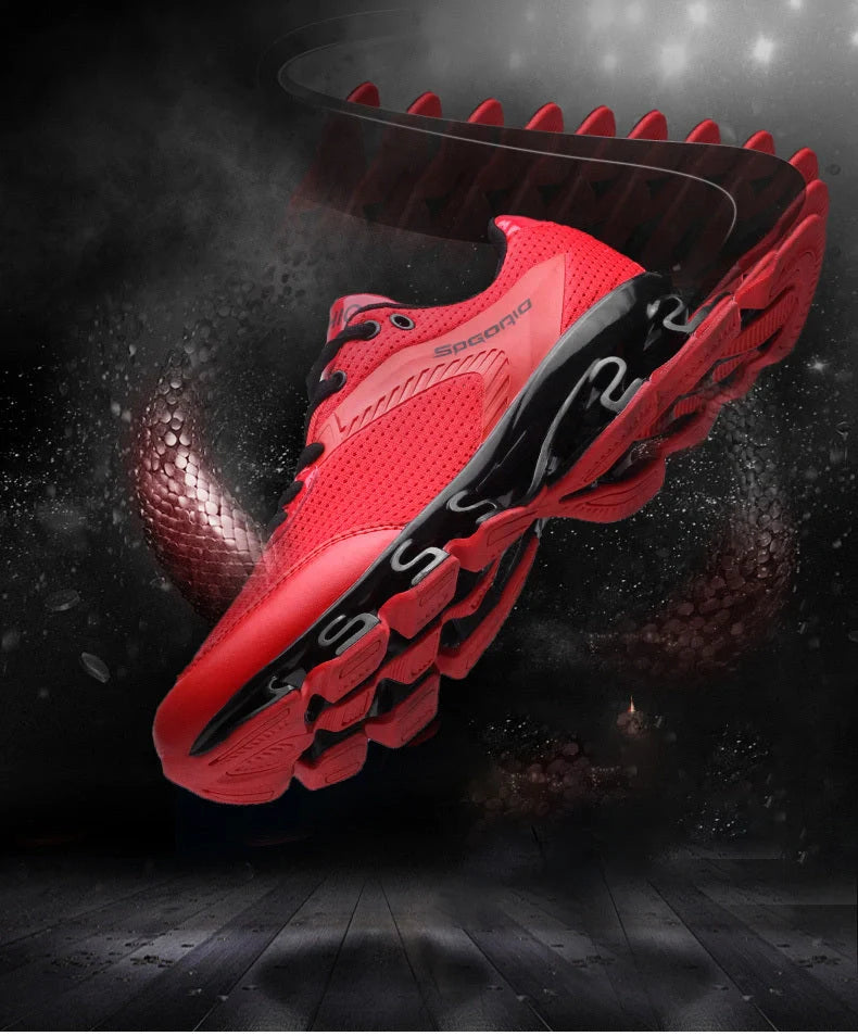 Blade Warrior Sneakers in green, white, black, and red with breathable mesh upper