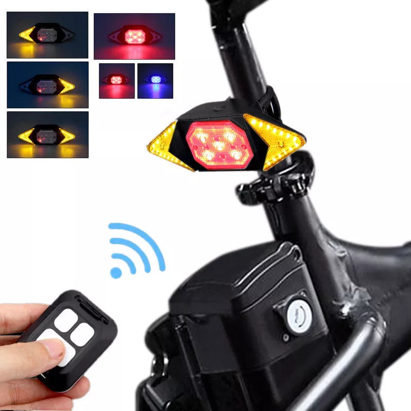 USB rechargeable bicycle turn signal with remote control LED lights for night-time safety