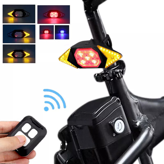 USB rechargeable bicycle turn signal with remote control LED lights for night-time safety