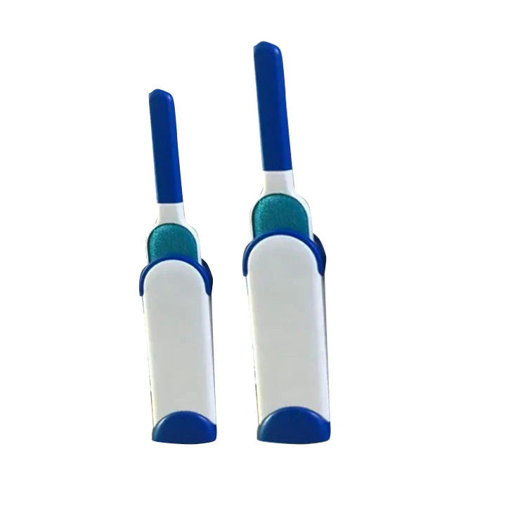 A reusable pet hair remover comb with a self-cleaning base, perfect for removing fur and lint from sofas, chairs, and other upholstery.