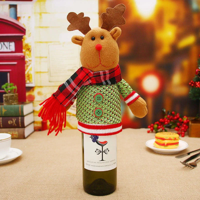 Festive Christmas wine bottle socks in vibrant colours, 14cm x 31cm