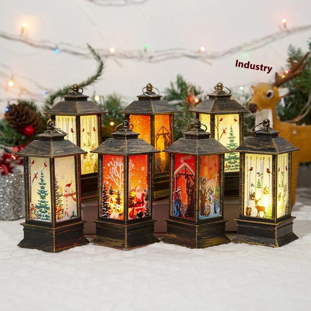 Santa Claus LED night light battery-powered hanging lantern for Christmas decoration