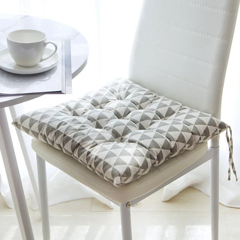 Premium linen and cotton chair cushion in various patterns and designs, offering luxurious comfort and support for your seating needs.