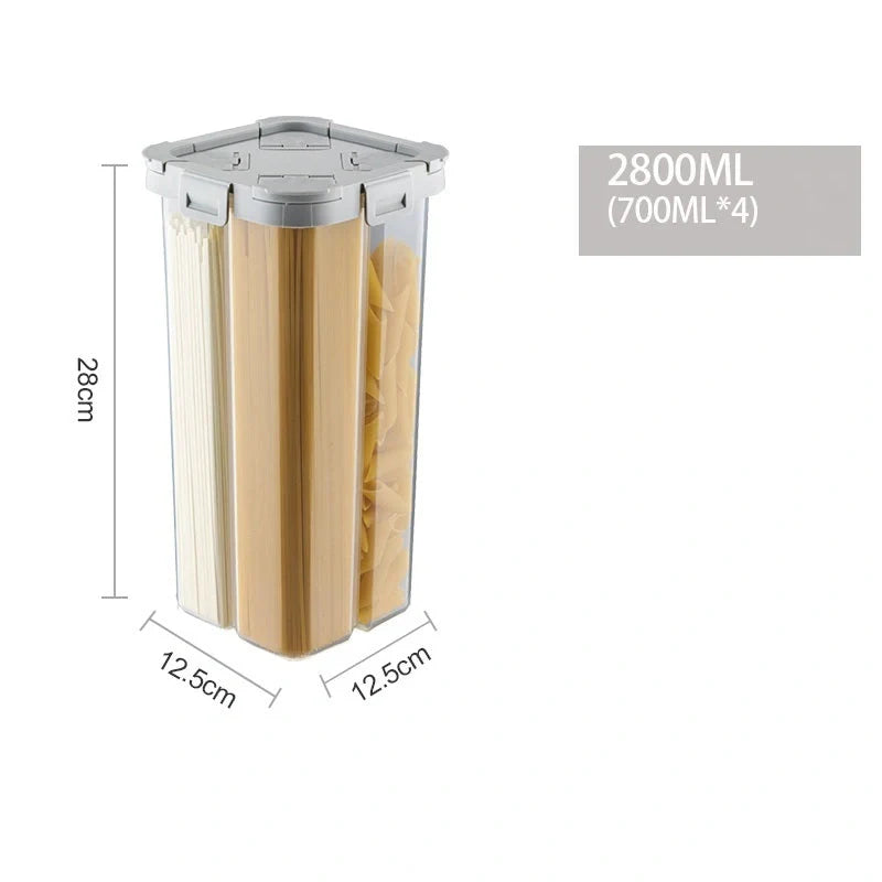 Transparent whole grain storage box with four-point design and durable seal