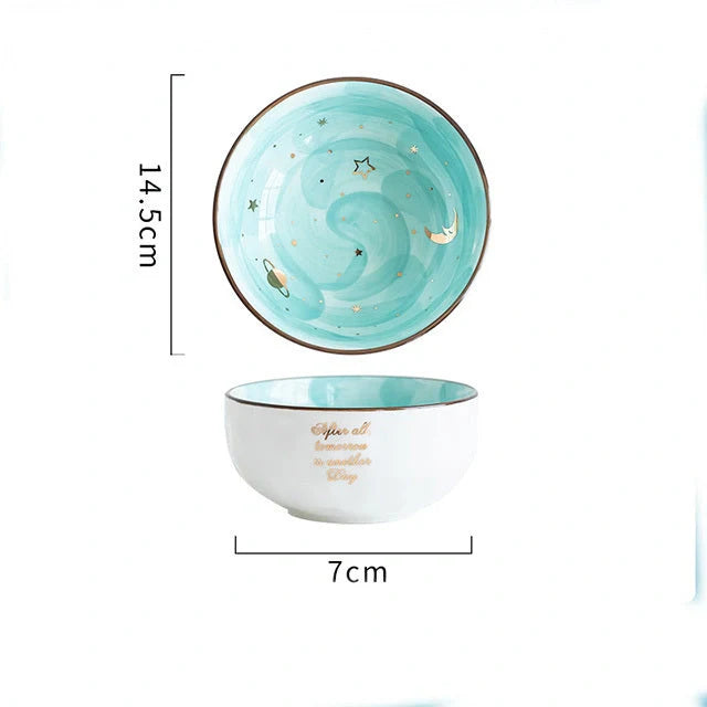 Premium Nordic-style ceramic breakfast bowl set with star-shaped pattern and glossy finish