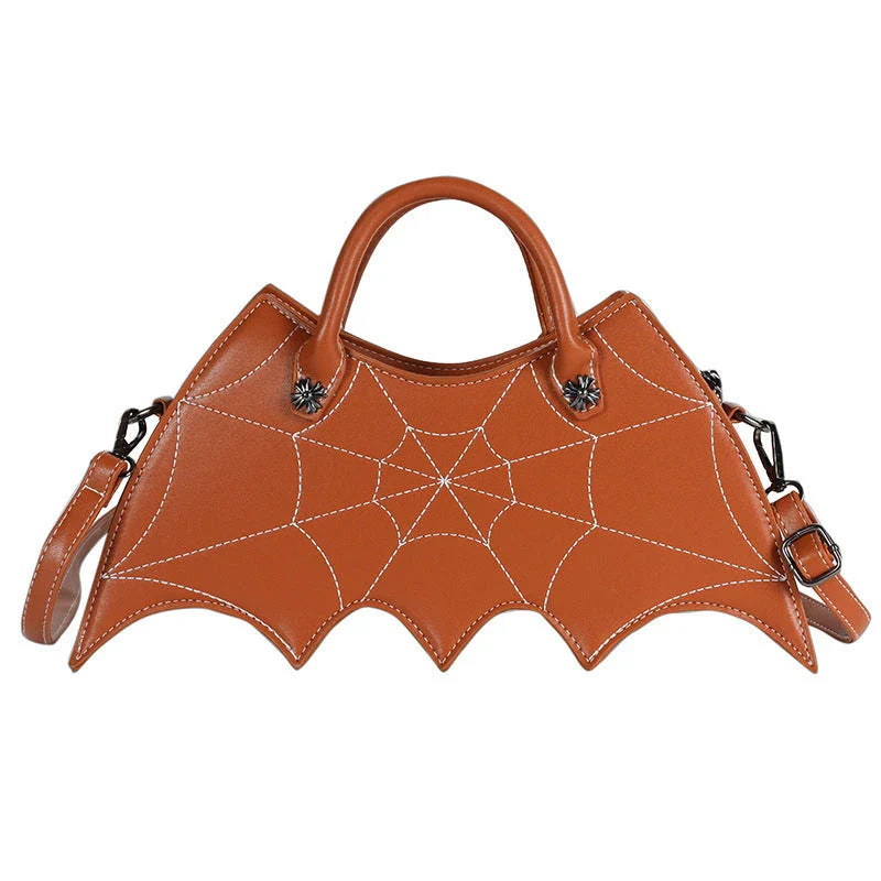 Halloween-inspired Spider Web Messenger Bag with intricate embroidery details, made of high-quality PU leather with adjustable strap