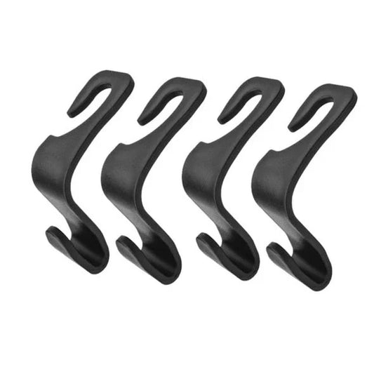 Auto Headrest Hangers in black, hooking onto car seat for organisation